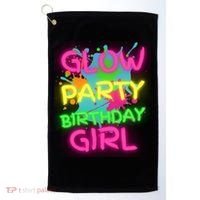 Glow Party Squad Paint Splatter Glow Party Birthday Girl Gift Golf Towel thumb 0