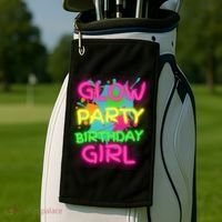 Glow Party Squad Paint Splatter Glow Party Birthday Girl Gift Golf Towel thumb 2