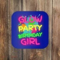 Glow Party Squad Paint Splatter Glow Party Birthday Girl Gift Coaster thumb 0