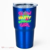 Glow Party Squad Paint Splatter Glow Party Birthday Girl Gift Tumbler thumb 0