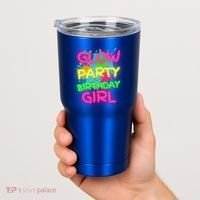 Glow Party Squad Paint Splatter Glow Party Birthday Girl Gift Tumbler thumb 2