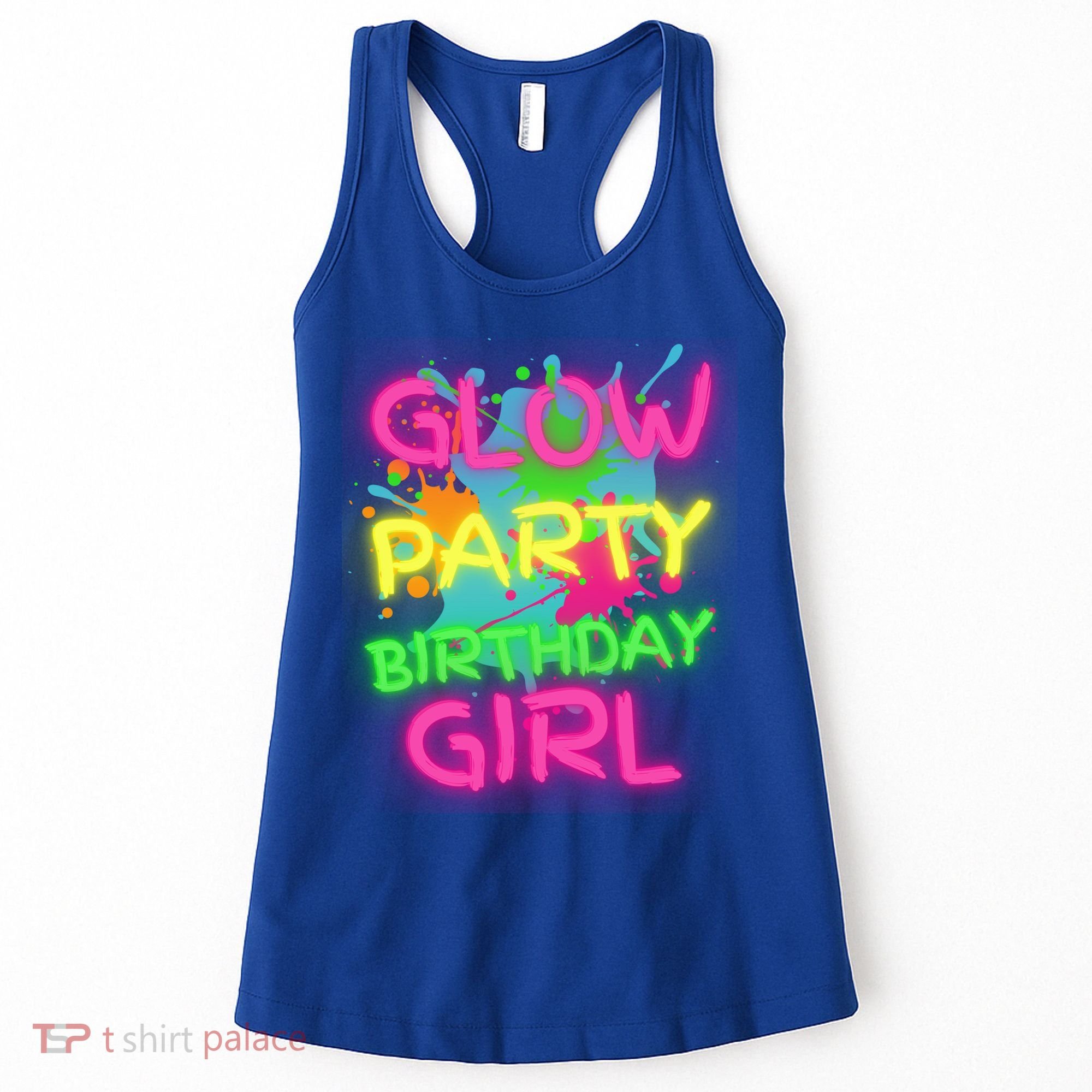Glow Party Squad Paint Splatter Glow Party Birthday Girl Gift Women's Tank Top