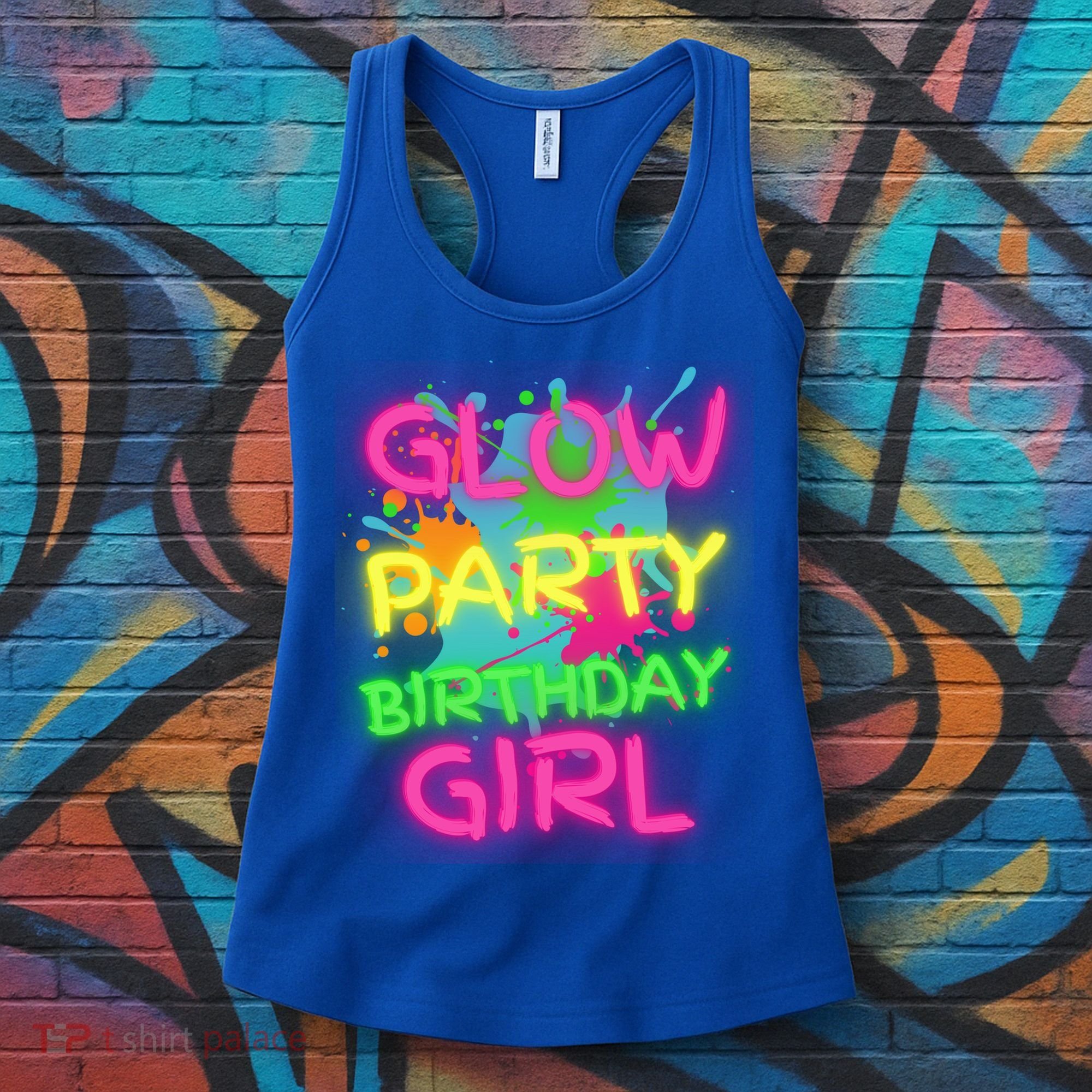 Glow Party Squad Paint Splatter Glow Party Birthday Girl Gift Women's Tank Top
