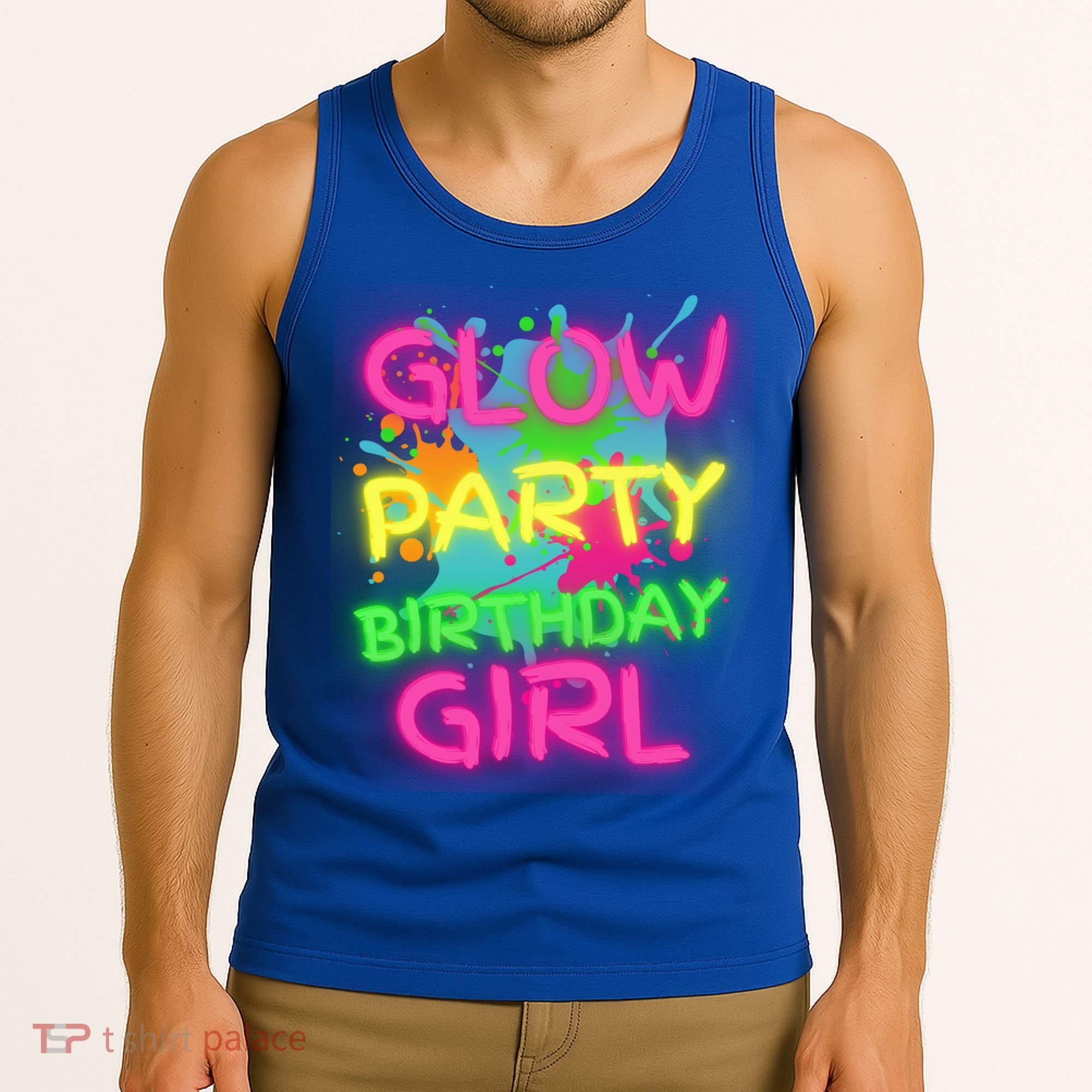 Glow Party Squad Paint Splatter Glow Party Birthday Girl Gift Tank Top