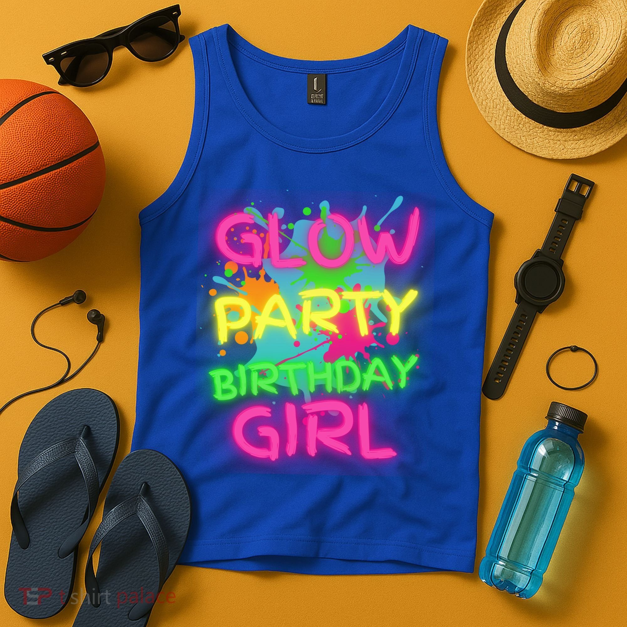 Glow Party Squad Paint Splatter Glow Party Birthday Girl Gift Tank Top