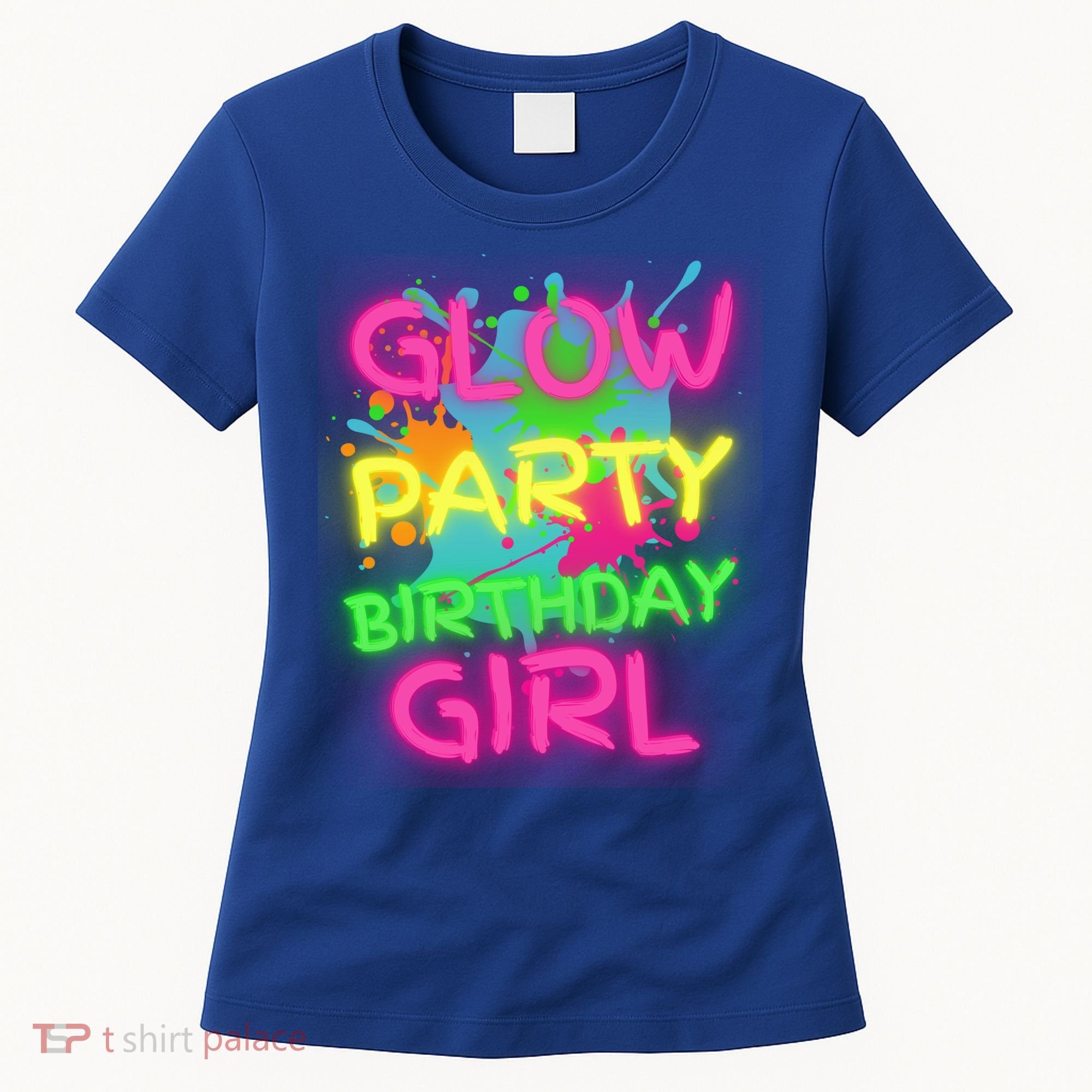 Glow Party Squad Paint Splatter Glow Party Birthday Girl Gift Women's T-Shirt