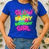 Glow Party Squad Paint Splatter Glow Party Birthday Girl Gift Women's T-Shirt thumb 2