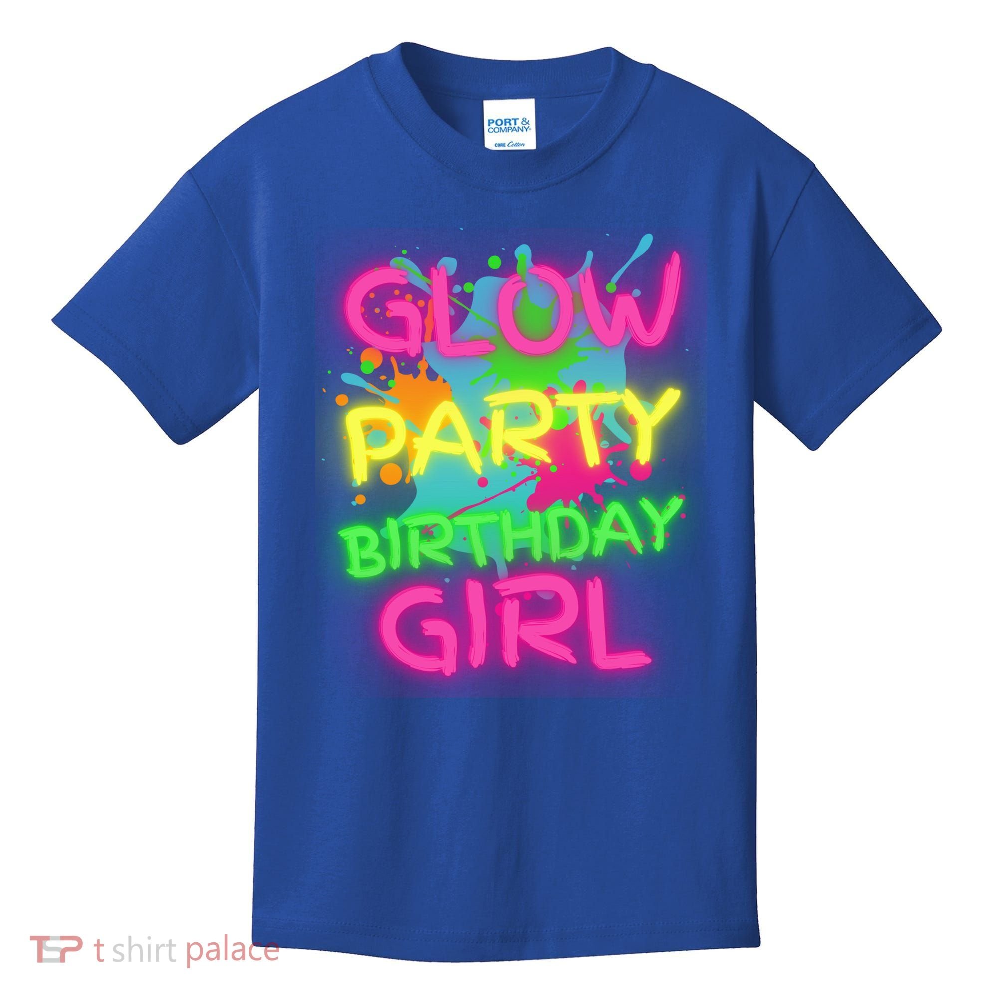 Glow Party Squad Paint Splatter Glow Party Birthday Girl Gift Kids T-Shirt