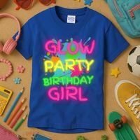 Glow Party Squad Paint Splatter Glow Party Birthday Girl Gift Kids T-Shirt thumb 3