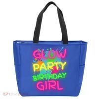Glow Party Squad Paint Splatter Glow Party Birthday Girl Gift Tote Bag thumb 0