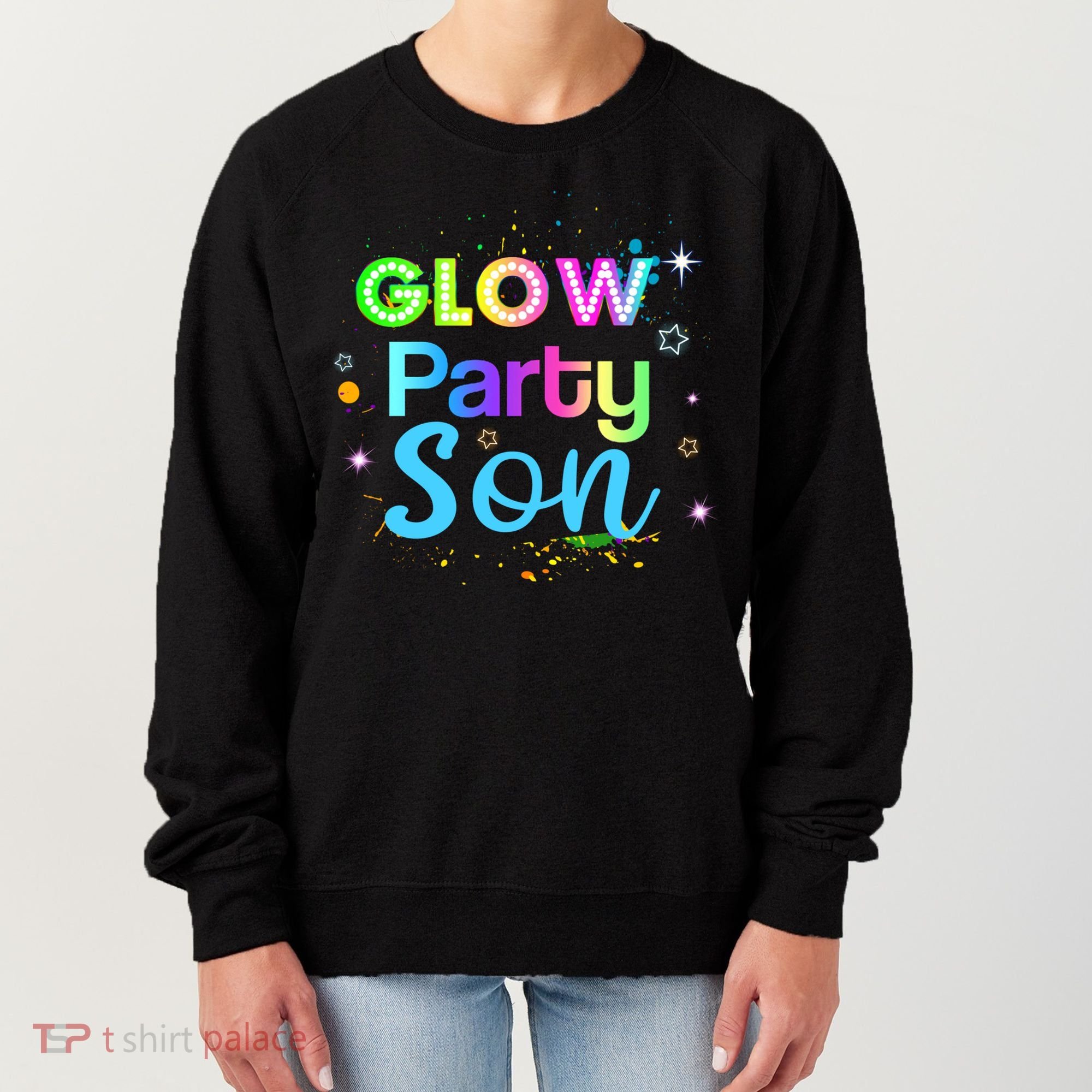 Glow Party Squad Son Paint Splatter Glow Party Matching Funny Gift Women's Sweatshirt