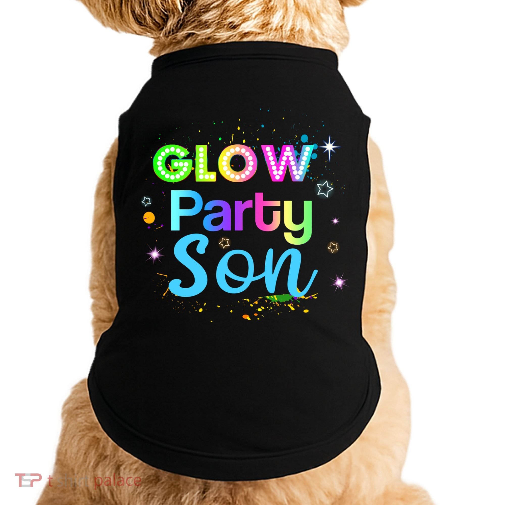 Glow Party Squad Son Paint Splatter Glow Party Matching Funny Gift Doggie Tank
