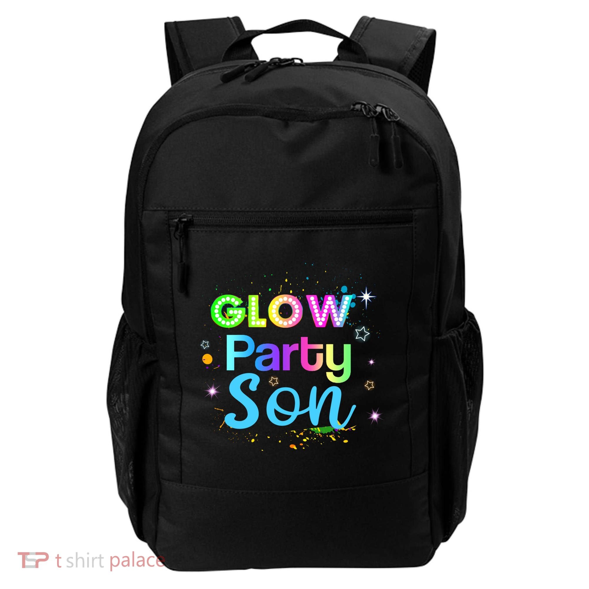 Glow Party Squad Son Paint Splatter Glow Party Matching Funny Gift Backpack