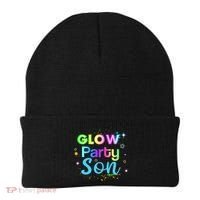 Glow Party Squad Son Paint Splatter Glow Party Matching Funny Gift Beanie thumb 0