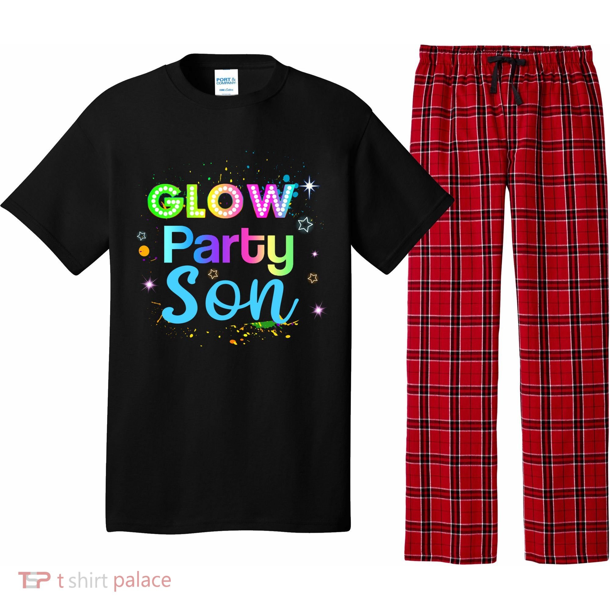 Glow Party Squad Son Paint Splatter Glow Party Matching Funny Gift Pajama Set