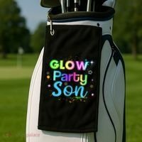 Glow Party Squad Son Paint Splatter Glow Party Matching Funny Gift Golf Towel thumb 2