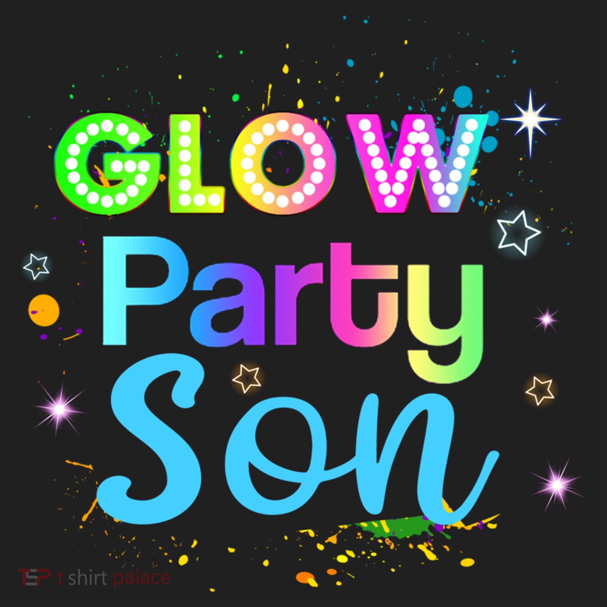 Glow Party Squad Son Paint Splatter Glow Party Matching Funny Gift Golf Towel