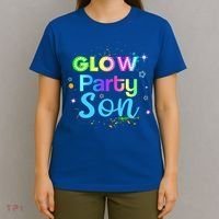 Glow Party Squad Son Paint Splatter Glow Party Matching Funny Gift T-Shirt thumb 4