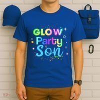 Glow Party Squad Son Paint Splatter Glow Party Matching Funny Gift T-Shirt thumb 6