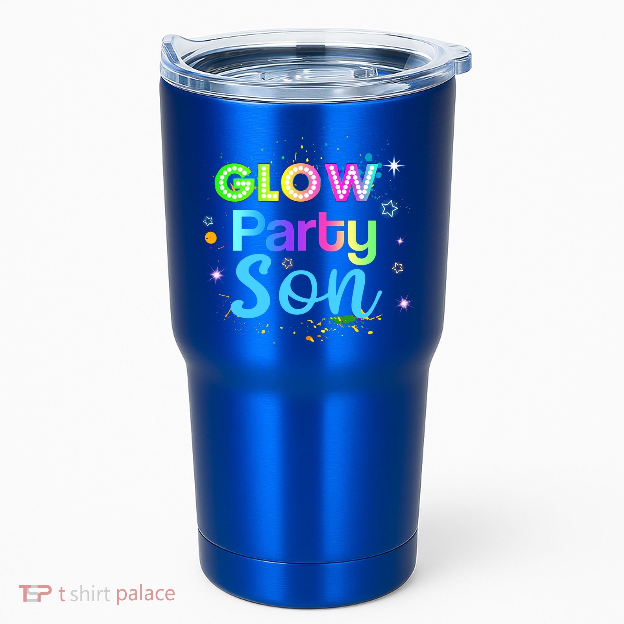 Glow Party Squad Son Paint Splatter Glow Party Matching Funny Gift Tumbler