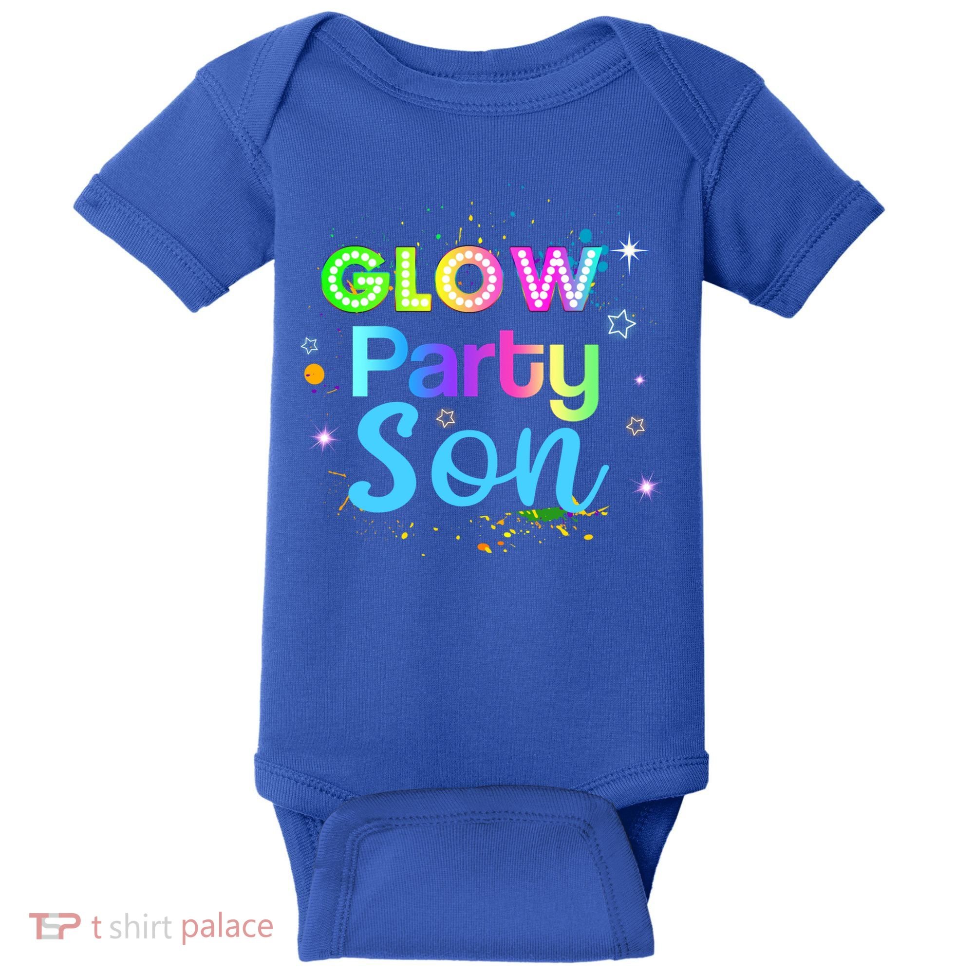 Glow Party Squad Son Paint Splatter Glow Party Matching Funny Gift Baby Bodysuit