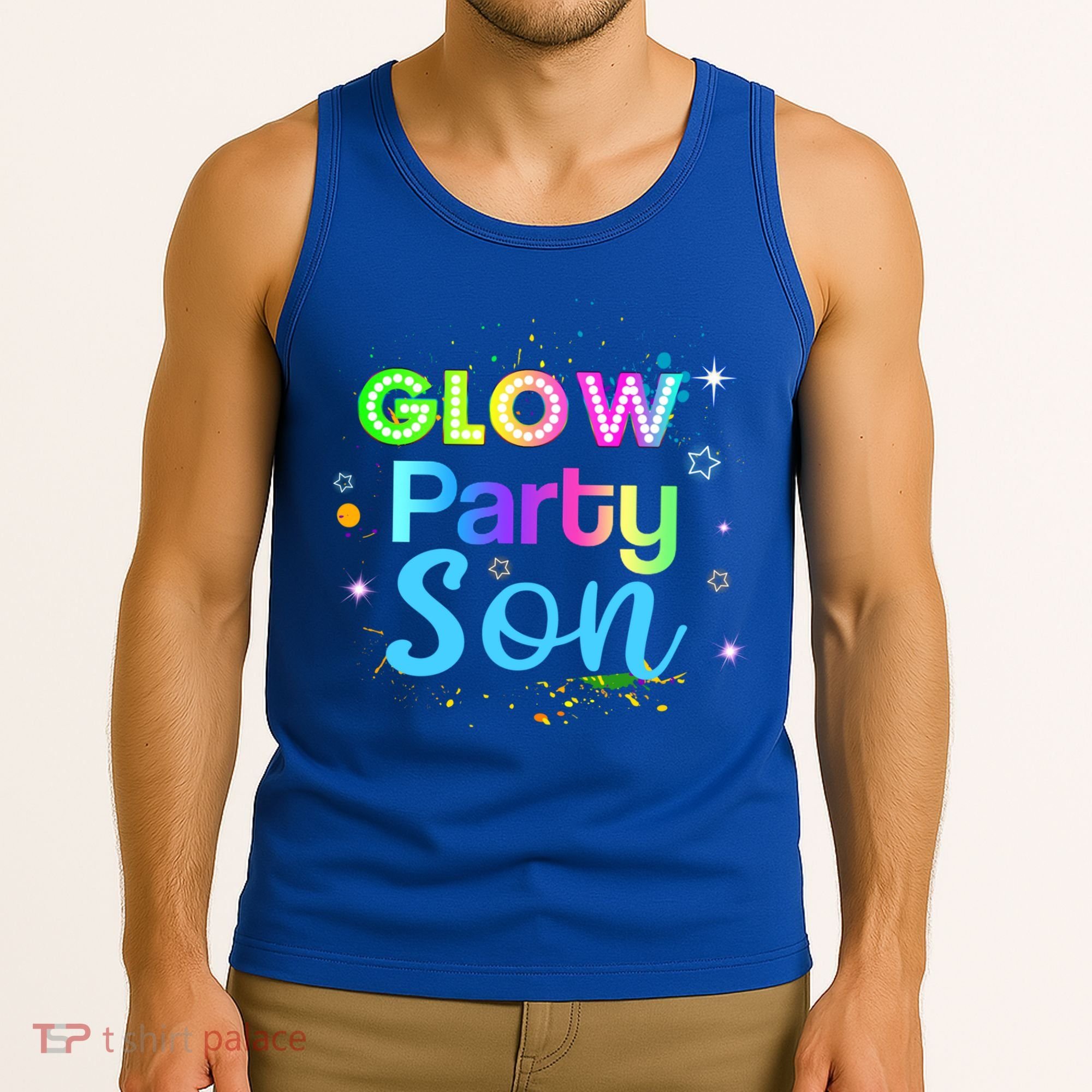 Glow Party Squad Son Paint Splatter Glow Party Matching Funny Gift Tank Top