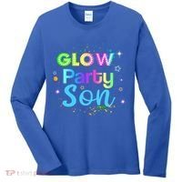 Glow Party Squad Son Paint Splatter Glow Party Matching Funny Gift Women's Long Sleeve Shirt thumb 0