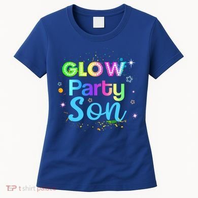 Glow Party Squad Son Paint Splatter Glow Party Matching Funny Gift Women's T-Shirt
