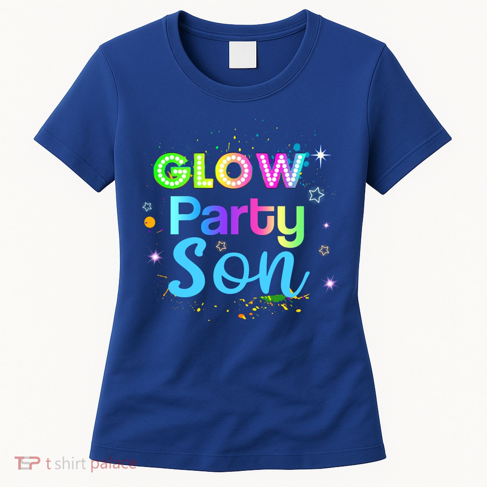 Glow Party Squad Son Paint Splatter Glow Party Matching Funny Gift Women's T-Shirt