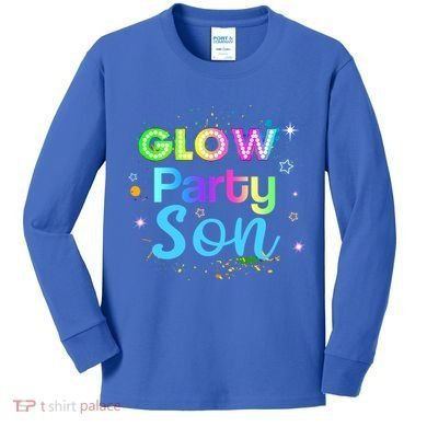 Glow Party Squad Son Paint Splatter Glow Party Matching Funny Gift Kids Long Sleeve Shirt