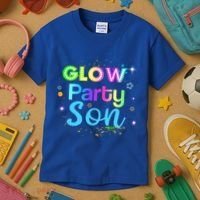 Glow Party Squad Son Paint Splatter Glow Party Matching Funny Gift Kids T-Shirt thumb 3