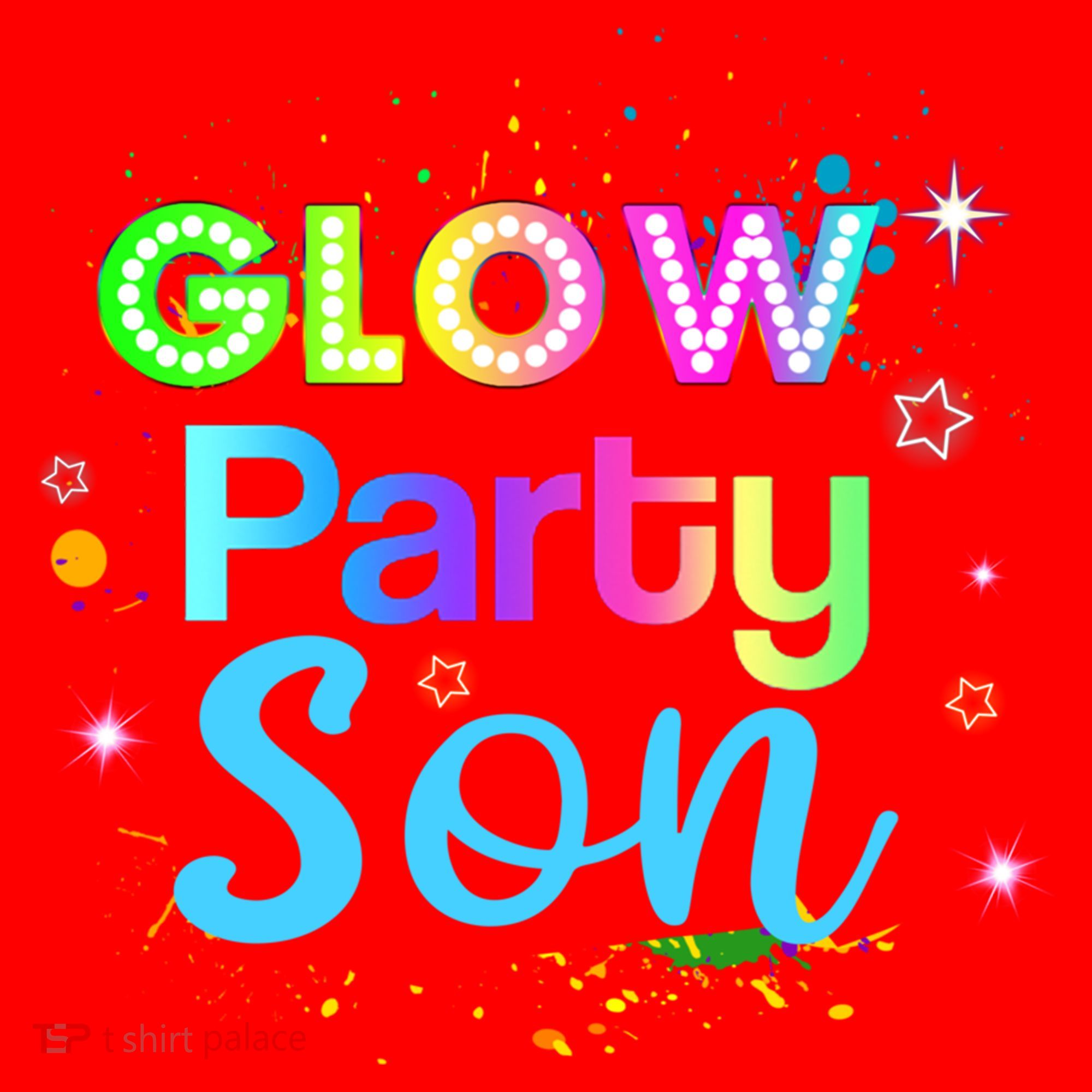 Glow Party Squad Son Paint Splatter Glow Party Matching Funny Gift Santa Hat