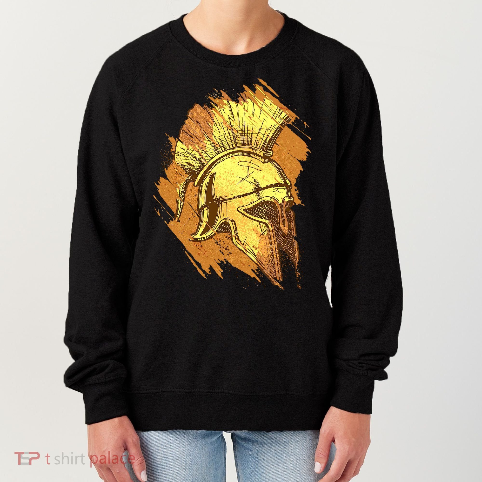 Grunge Painted Spartan Gladiator Warrior Helmet Women's Sweatshirt