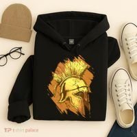 Grunge Painted Spartan Gladiator Warrior Helmet Hoodie thumb 4
