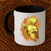 Grunge Painted Spartan Gladiator Warrior Helmet Coffee Mug thumb 2