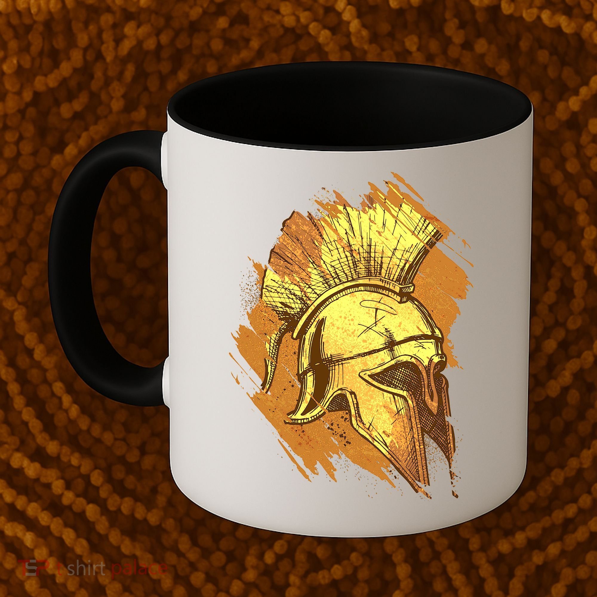 Grunge Painted Spartan Gladiator Warrior Helmet Coffee Mug