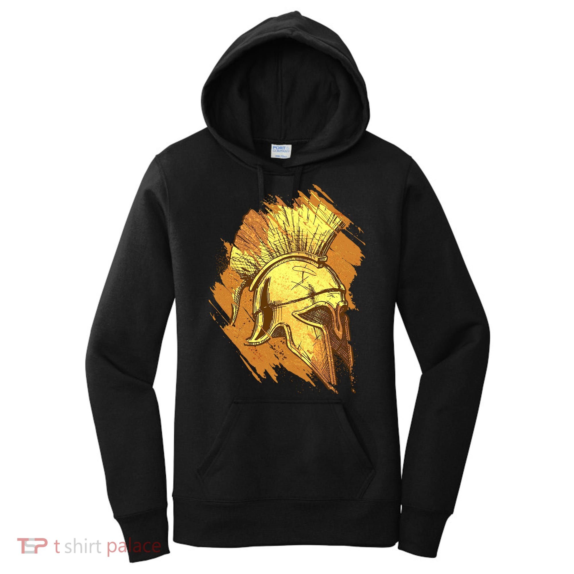 Grunge Painted Spartan Gladiator Warrior Helmet Women's Hoodie