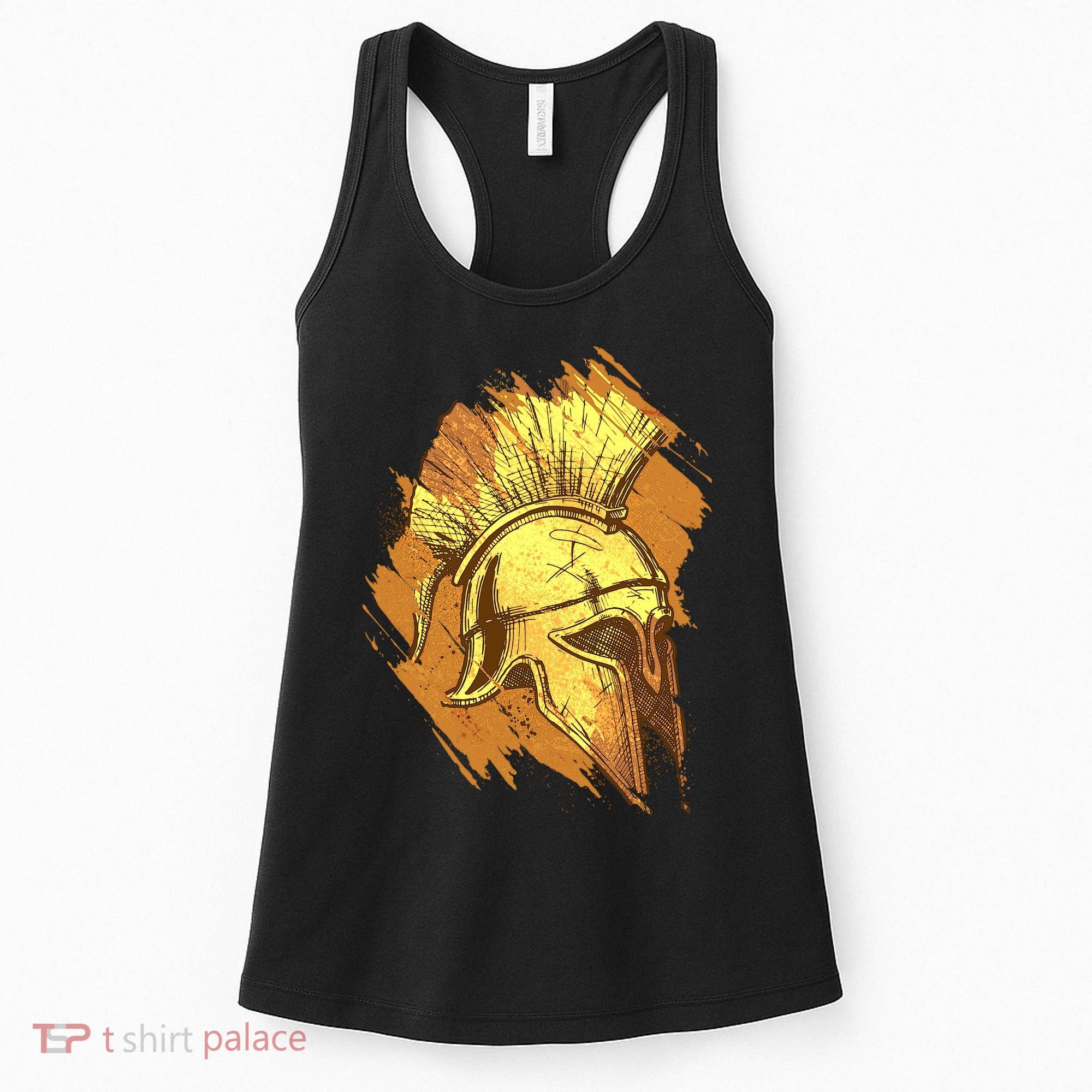 Grunge Painted Spartan Gladiator Warrior Helmet Women's Tank Top