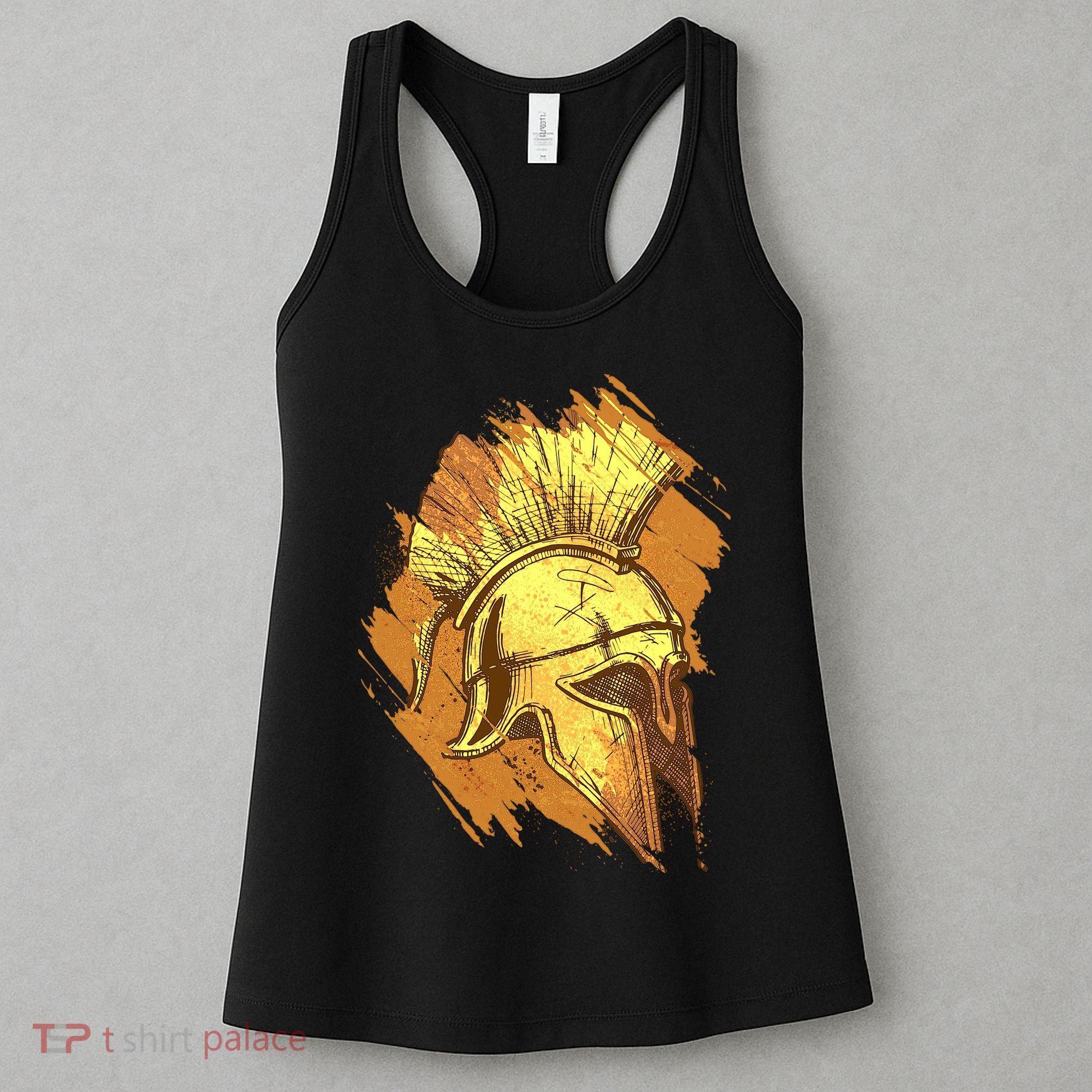Grunge Painted Spartan Gladiator Warrior Helmet Women's Tank Top