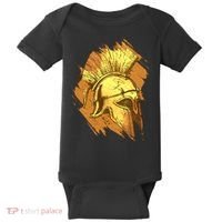 Grunge Painted Spartan Gladiator Warrior Helmet Baby Bodysuit thumb 0
