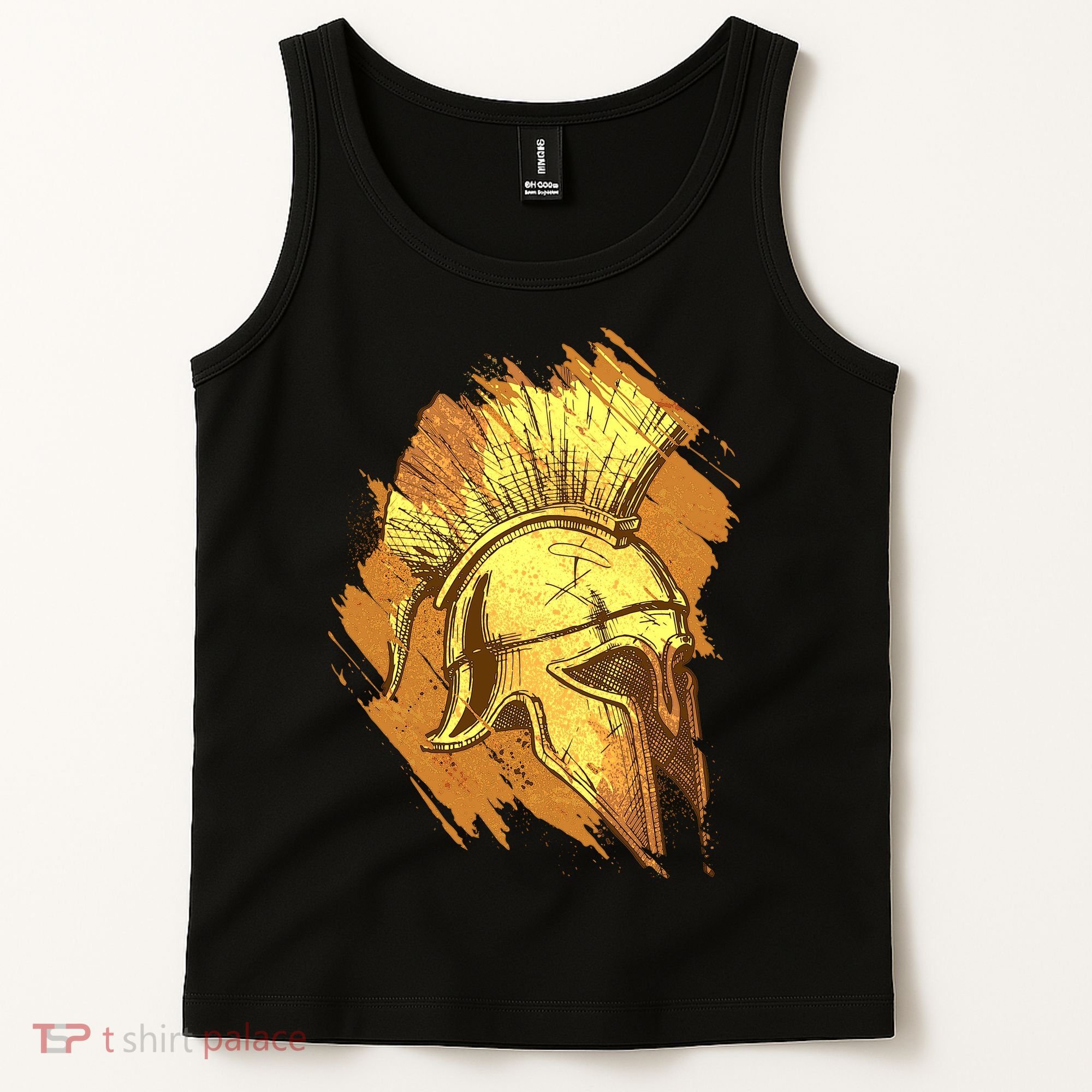 Grunge Painted Spartan Gladiator Warrior Helmet Tank Top