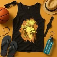 Grunge Painted Spartan Gladiator Warrior Helmet Tank Top thumb 4