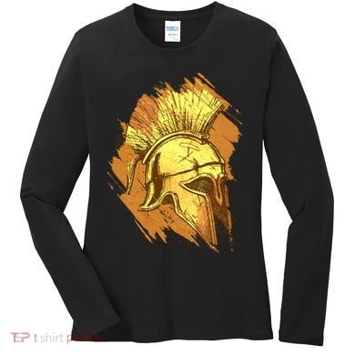 Grunge Painted Spartan Gladiator Warrior Helmet Women's Long Sleeve Shirt