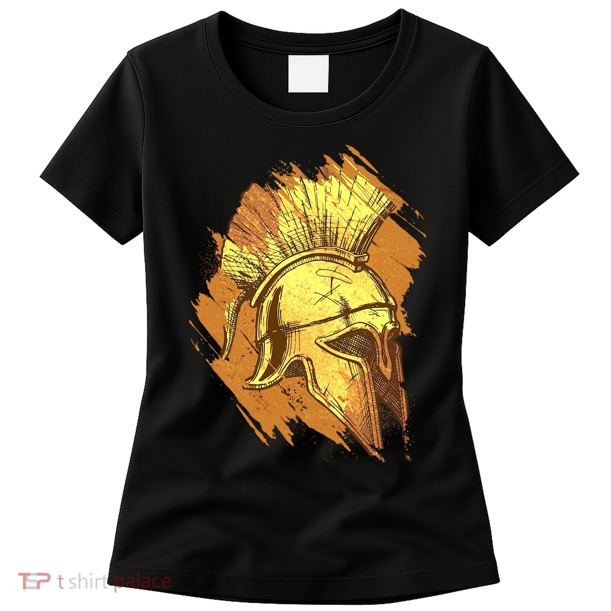 Grunge Painted Spartan Gladiator Warrior Helmet Women's T-Shirt