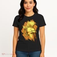 Grunge Painted Spartan Gladiator Warrior Helmet Women's T-Shirt thumb 4