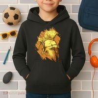 Grunge Painted Spartan Gladiator Warrior Helmet Kids Hoodie thumb 2