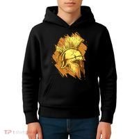 Grunge Painted Spartan Gladiator Warrior Helmet Kids Hoodie thumb 4