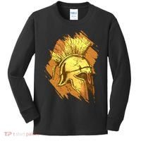 Grunge Painted Spartan Gladiator Warrior Helmet Kids Long Sleeve Shirt thumb 0