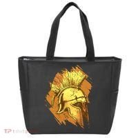 Grunge Painted Spartan Gladiator Warrior Helmet Tote Bag thumb 0