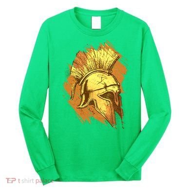 Grunge Painted Spartan Gladiator Warrior Helmet Long Sleeve Shirt